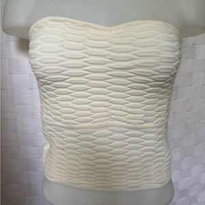 NWT Ruche puckered white sleeveless tube top camisole size L large forever 21